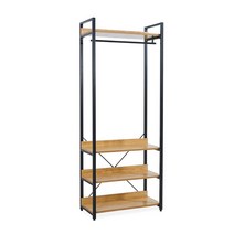 씨앤씨구스 원룸옷장 디엘르 멜리 텐션 800 3단선반 행거옷장 옷장, 오크블랙