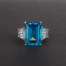 아쿠아마린반지 3월 탄생석 별자리 반지 에메랄드 컷 8ct 아쿠아 마린 다이아몬드 반지 100% 오리지널 925