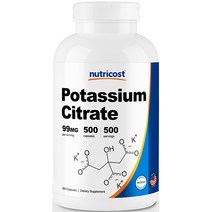 뉴트리코스트 구연산 칼륨 99mg 캡슐 500캡슐 1서빙 99mg 500회분 Potassium Citrate Capsules [500 CAPS], 500정