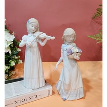 도자기인형 피겨린 야드로 소녀들2종 바이올린소녀 꽃을든소녀