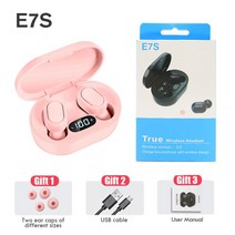 가성비 블루투스 이어폰 E7S 새로운 업그레이드 무선 블루투스 5.2 헤드셋 스포츠 방수 헤드폰 음질 지연, 09 E7S Pink