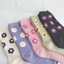 꽃송이 도톰 발목 꽃 자수 양말 여자 긴목 기모 여성