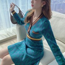 화이트블루 크로셰 스웨터 드레스 여성 빈티지 느슨한 니트 긴 소매 블루 니트 드레스 여성 미디 가을 겨울 2023 년 저렴한 캐주얼 신상품