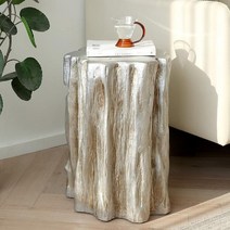 DOWLVN Tree Stump 트렁크 사이드 엔드 테이블 인조 나무 파티오 테이블 정원 스툴 식물 스탠드 실내 실외 안뜰 거실용 35.6 x 35.6 x 50.8cm(1, Brown