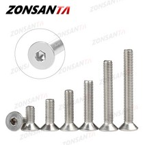 나사못 칼브록 고정 석고보드 앙카 토우 고리 스크류zonsanta m2 m2.5 m3 m4 m5 m6 din7991 304 스테인레스 스틸 볼트 육각 육각 소켓 플랫 헤드 접시, m3 x 50개, 20mm