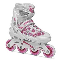 [정품] Roces 400809 여성용 모델 컴피 80 조절 가능 인라인 스케이트 미국 13jr-2 화이트/바이올렛 282833, US 13jr-2