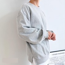 남자 옆트임 오버핏 맨투맨티셔츠 무지 캐주얼 봄 남자티 패션 트렌디 레이어드 심플