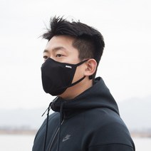 바디인라이프 빨아쓰는 3D 구조 필터 교체 스포츠 마스크 운동 헬스 자전거 등산 골프 자외선차단 기능성 면, 블랙 L (남성용) + 필터 1매