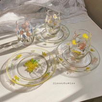 빈티지 유리 그릇 플레이팅 접시 테이블웨어 파티 홈 카페 용품, 후리지아 요리