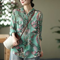 뉴타임즈 여성 린넨 잔꽃무늬 셔츠 NO090Z