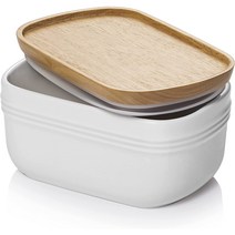 White DOWAN Ceramic Butter Dish Extra Large Butter Keeper for Countertop or Fridge Airtight Butte, 1