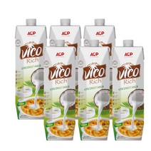 비코 리치 코코넛 밀크 100% 무첨가, 6팩, 1000ml