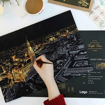 스크래치북 성인 학생 나이트뷰 스크래치 페이퍼 북 집에서 혼자 놀기 DIY 명화 컬러링북 색칠 공부 하기 도안 취미 놀이, 02.말레이시아