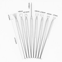 도예재료 질감 도자기 점토 도구 diy 도구 조각 점토 스테인레스 스틸 도구 도자기 모델링 구멍 펀치 점토 도자기 조각 도구 175, 8개