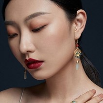 옥귀걸이 돈들어오는 라운드 할머니 TFILLE헤티안 옥 귀걸이 여성 페인트 에나멜 드롭
