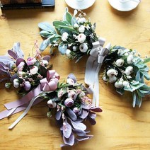 기타 바보사랑[리빙톡톡]핸드메이드 쉐비로즈 가랜드 인테리어 벽 장식 조화, 컬러:핑크