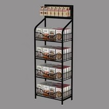 과자선반 펜트리 만들기 이동식 미니 팬트리 과자진열대, 블랙 4단