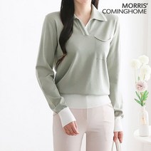 모리스커밍홈 오픈 카라넥 라인배색 포켓 니트 M2301KN012A