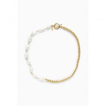 COS 코스 담수 진주 목걸이 도금 로고 플레이트