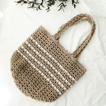 슬로우모먼츠 린넨 도트백 - 코바늘 가방 뜨개가방 만들기 diy 키트, 소이밀크, 소나무