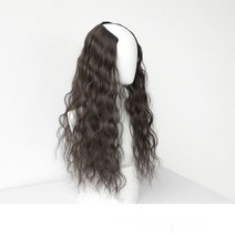 히피 펌 반 가발 U자 형 티안나는 긴 붙임 머리 굵은 곱슬 여성 웨이브 헤어 자연스러운 10 20 30 대, 브라운블랙(40cm), FREE SIZE