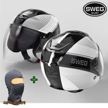 스웨그 RS10 오토바이 헬멧 가벼운 오픈페이스 소두핏 초경량 스쿠터헬멧 1050g, 레드체크, XS