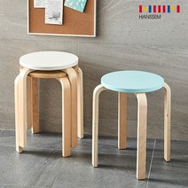 [한샘] NEW 마리4 라운드 스툴 원목의자, 민트