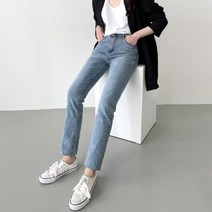 잘빠진 여성용 셀프 컷팅 편안한 스판 일자 데님 청바지