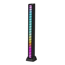 Led 게임 조명 디 밍이 가능한 백라이트 led 조정 가능한 픽업 리듬 조명 룸 장식, 32 LED 블랙, 18cmx1.6cmx1.9cm, 플라스틱