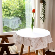 [꾸민뜰] 루미 화이트 프릴 테이블보 파티 돌상 레이스 원형 사각 식탁보, A타입 90x90
