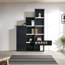계단형 1200 우측 5단 책장 3단 도어형 수납책장 모던심플스타일 견고한 튼튼한가구 심플인테리어디자인, 상품선택 블랙