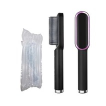 빗고데기 다기능 헤어 스트레이트 너 브러쉬 음이온 헤어 스트레이트 닝 2 in 1 hair curler 곱슬 용 스트레이트 브러쉬, 블랙 에어백, 영국