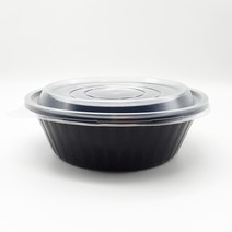더팩컴퍼니 중화면용기 원형검정(중)1500ml 100개 / 400개(뚜껑포함), 1박스, 400개
