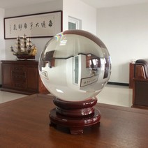 크리스털 볼 장식 화이트 타로 카페 수정 구슬 투명 최대 32cm 사이즈별 정리, 23cm 투명구슬+나무바닥판