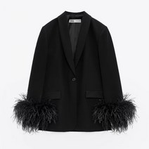 ZARA 자라 페더 슬리브 세미 정장 코트 자켓