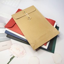 A5 컬러 무지 감성 디자인 색상 크라프트 하도메 종이 단추 각대 포장 사각 봉투 케이스 제작 소봉투 서류 포토 사진 그림 선물 엽서 보관 끈 달린 박스 패키지 세로 빨강 레드 1p, 황색
