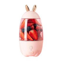 버티컬믹서 반죽기 스탠드 믹서기USB 충전식 과일 블렌딩 믹서 휴대용 가정용 사랑스러운 토끼 컵, 03 분홍색