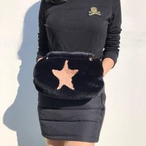 로로얼로이 겨울 골프 밍크 에코퍼 방한 손난로 따수미 벨트 가방 골프핸드워머, 컬러 : 핑크