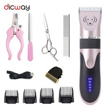 강아지미용기 고양이 바리깡 강아지 개 dicway 애완 동물 헤어 트리머 키트 전문 충전식 동물 헤어 클리퍼 제거제 정리 면도기 헤어 클리퍼, 키트 11