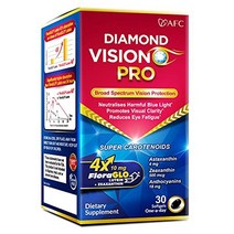 AFC Japan Diamond Vision Pro 4x - 플로라글로 루테인 4x 제아잔틴 아스타잔틴 앰프가 포함된 비전 포뮬러 긴장 피로 흐릿한 앰프를 위한 빌베리 추출물