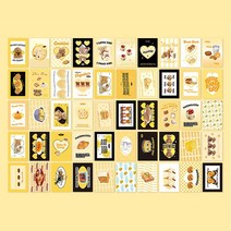 걸스코코 체크빈티지 미니스티커북 다꾸 폰꾸 다이어리 스티커 50장세트, 옐로우