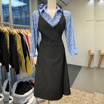 데잇 민소매원피스)데님/랩원피스/검정/연청색/나시