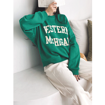 [디오브] SALE 웨스턴 오버핏 맨투맨 데일리 미니멀 페미닌 캐주얼 여친룩 코디