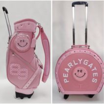 여성용 바퀴형 트롤리 골프백 보스턴백 세트 골프가방, 핑크
