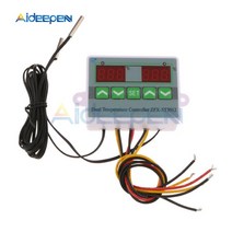 온도제어기 조리용 듀얼 ST3012 LED 디지털 온도계 온도 조절기 DC 12V 24V AC 110-220V 인큐베이터 마이크로 컴퓨터 프로브, 01 DC 12V RedRed