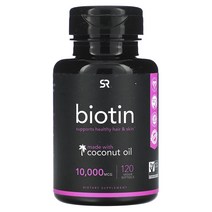 코코넛오일 함유 비오틴 10000mcg 베지 소프트젤 120정, 1개