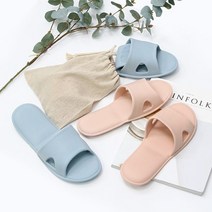 파우치에 쏙 접히는 커플 실내슬리퍼 거실화 2 color, 피치