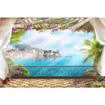 사진촬영 배경 인테리어 롤 스크린 블라인드 열대 바다 시티 뷰 플랫폼 장면 아기 사진 photozone photocall 사진 막 사진 스튜디오, 300x200cm, 2gjt00002