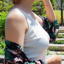 도도해닷컴 브이넥 레이스 이너 골지 나시 티 민소매/나시