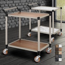 고급형 2단 이동식트롤리 트레이 선반 바퀴달린수납장 카트, 고급형애쉬그레이2단중